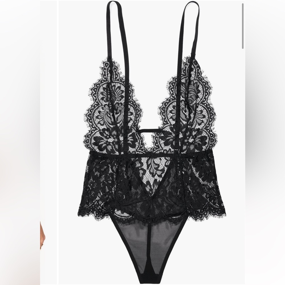 Adore Me Lace Bodysuit Lingerie, Black, Size Small